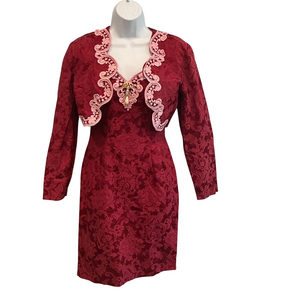 Vintage Scott McClintock Womens Brocade Cocktail Dress Jacket Regency Victorian
